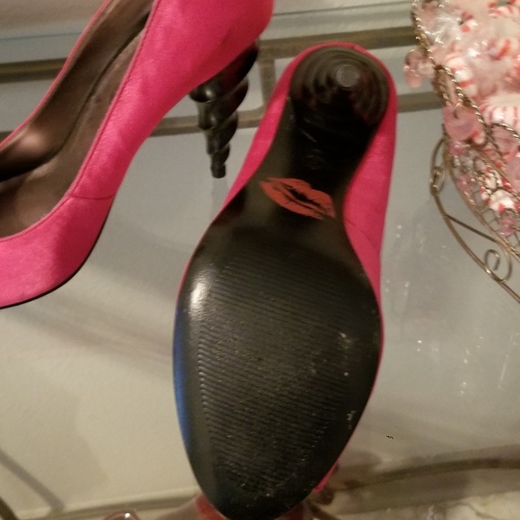 Bisou Bisou Hot Pink Unicorn Peep Toe Pumps